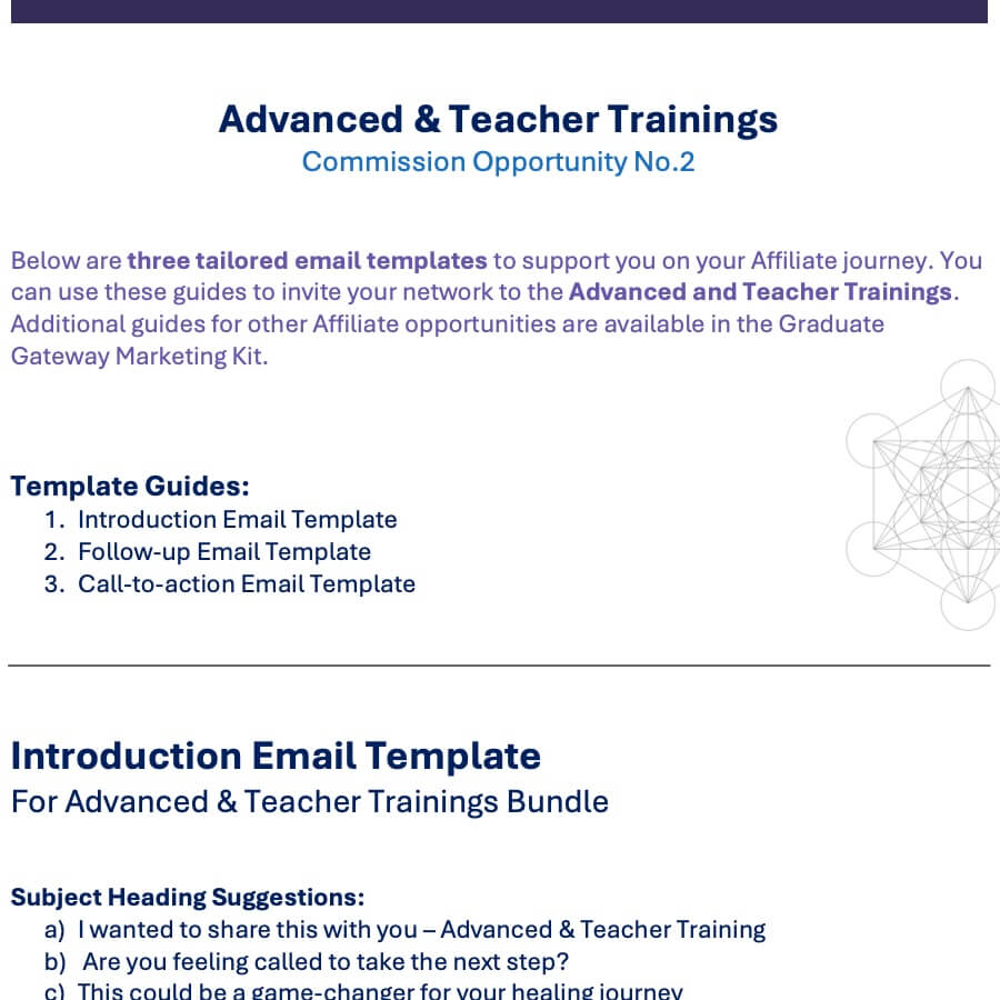 Email Templates: Advanced & Teacher Trainings