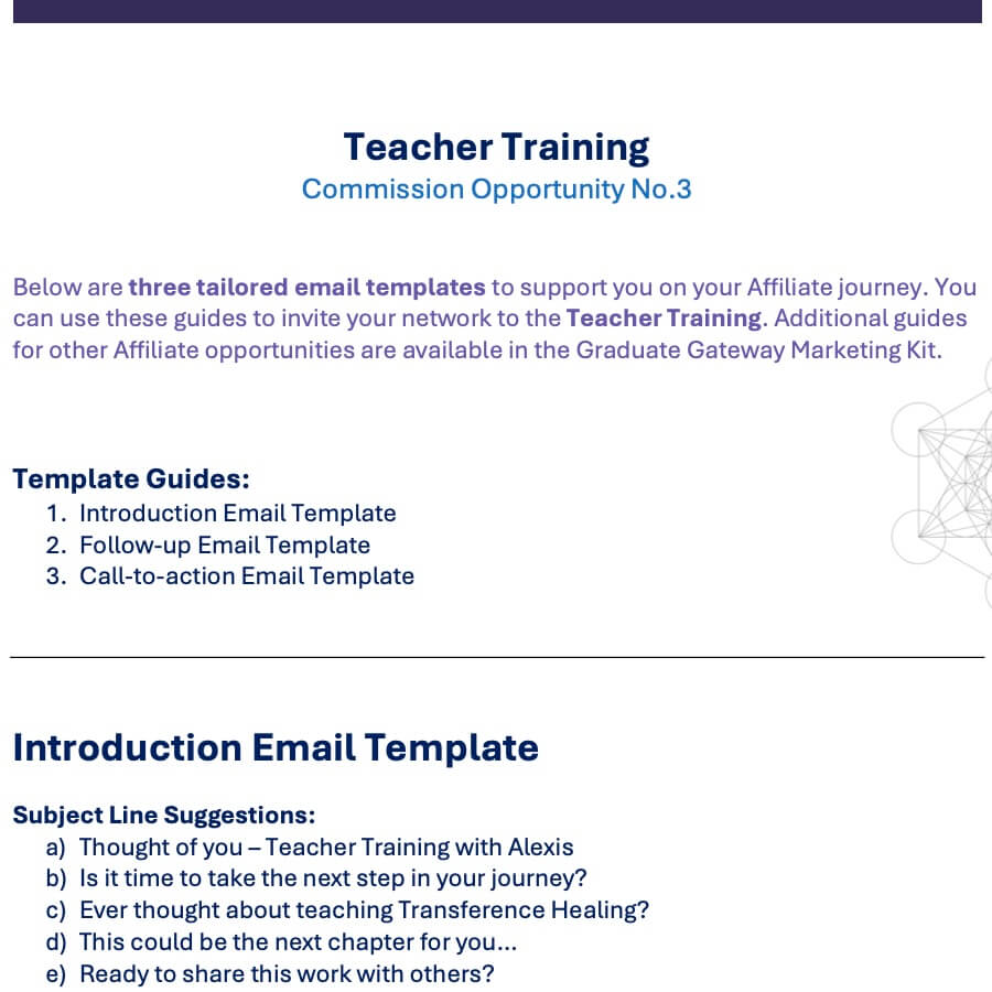 Email Templates: Teacher Trainings