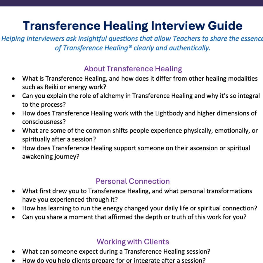Transference Healing Interview Guide